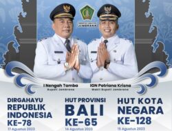 Pemkab Jembrana Mengucapkan HUT Kota Negara Ke 128, HUT Provinsi Bali Ke 65 Dan HUT RI Ke 78